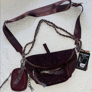 New Steve Madden Glittery Maroon Crossbody Bag